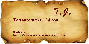 Tomasovszky János névjegykártya